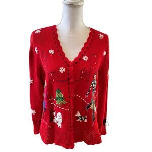 Vintage Holiday Shopper New York Knit Holiday Christmas Cardigan Sweater